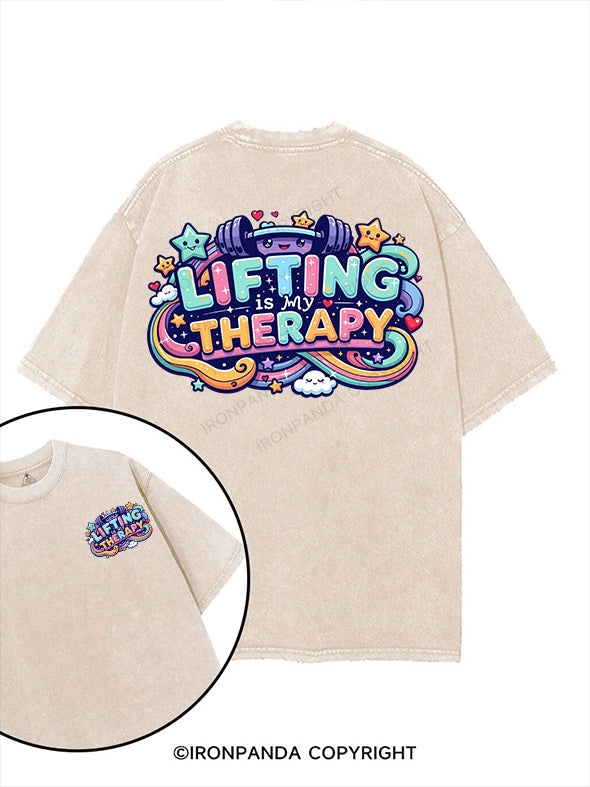 lifting is my therapy printed Gym Shirt