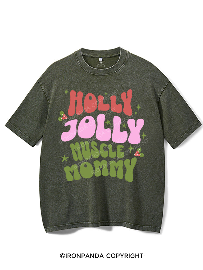 HOLLY JOLLY MUSCLE Mom  VINTAGE GYM SHIRT