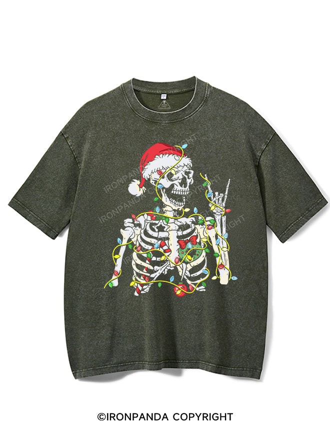 SKELETON WITH CHRISTMAS LIGHTS VINTAGE GYM SHIRT