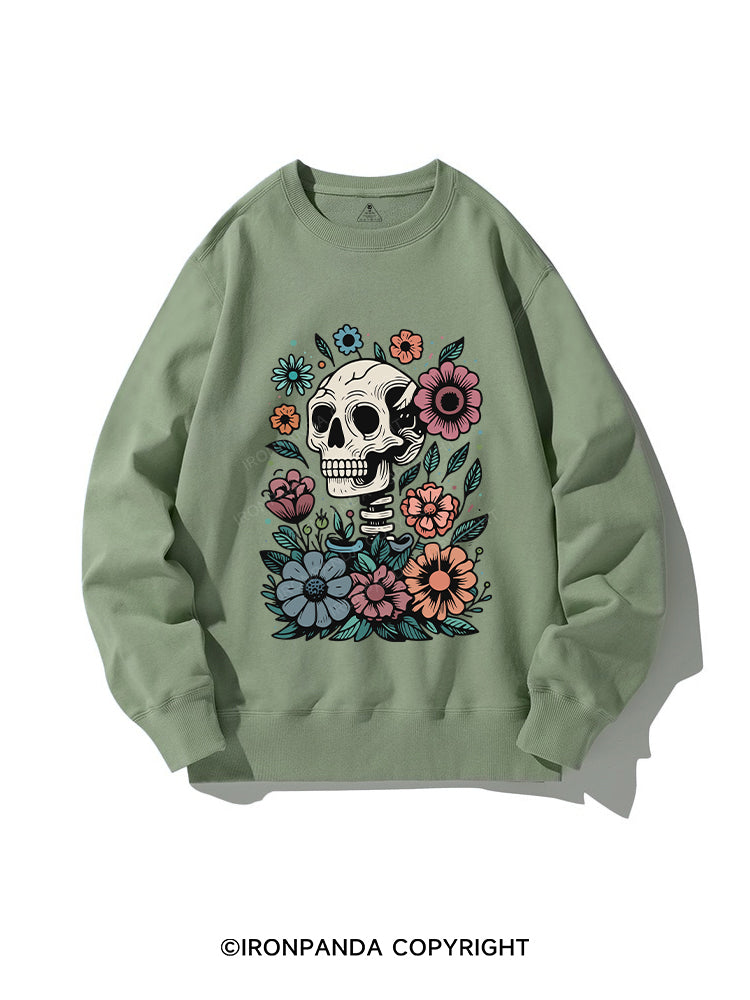 SKELETON WITH FLOWER CREWNECK Sweatshirt