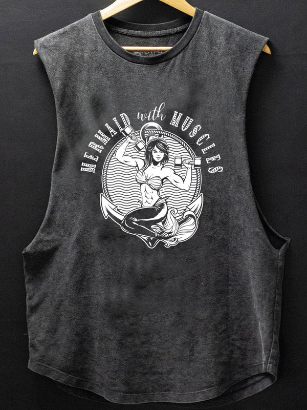 Mermaid With Muscle Scoop Bottom Cotton Tank