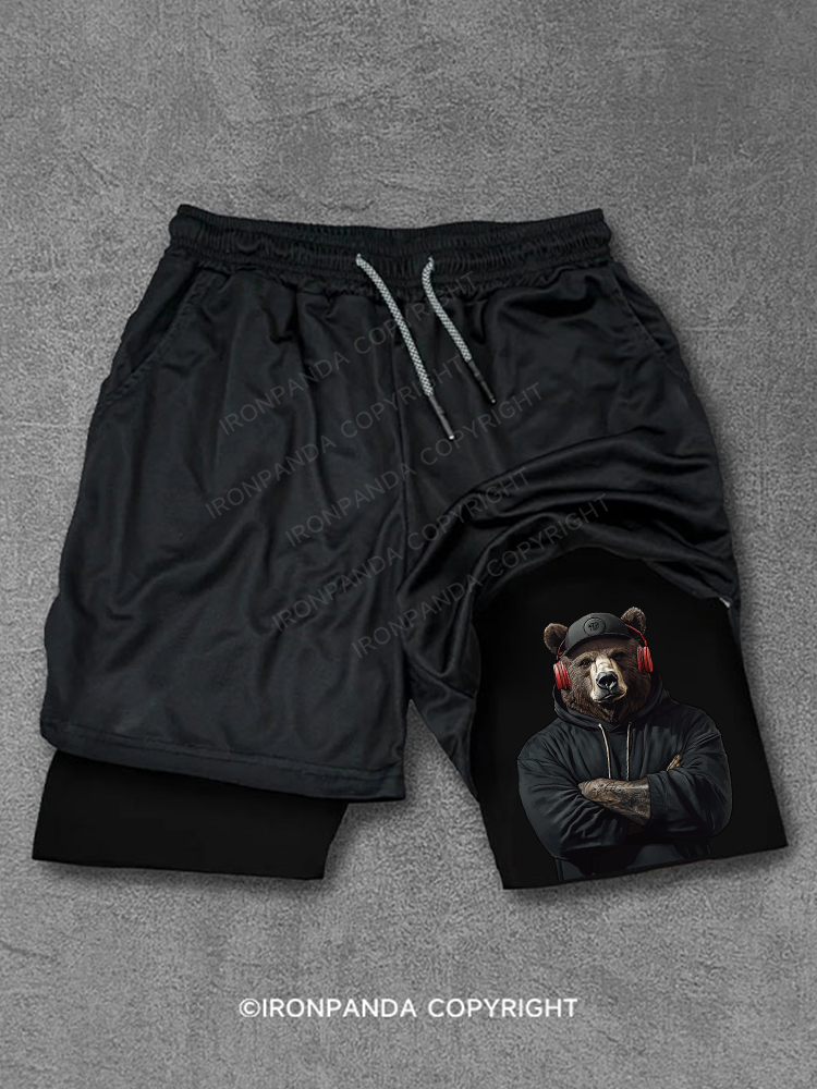 Bear with headphones Performance Training Shorts