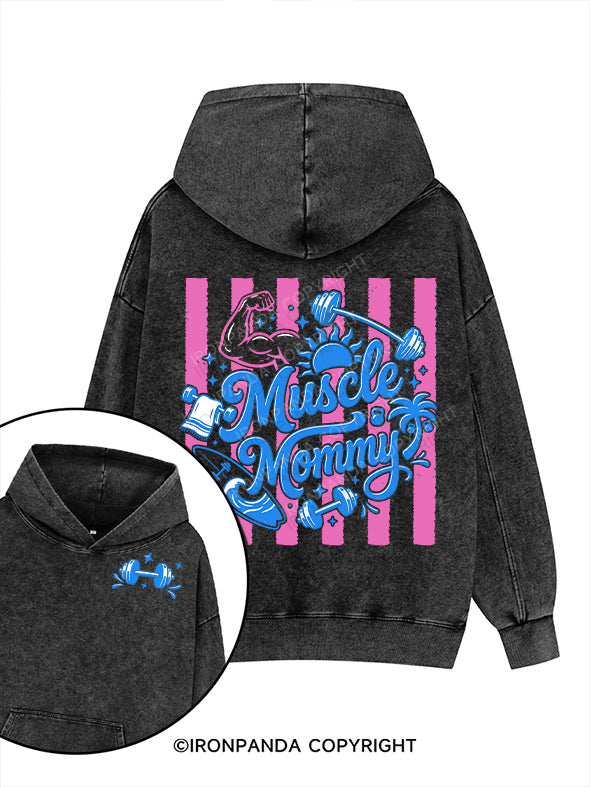 muscle mommy Printed Washed Gym Hoodie