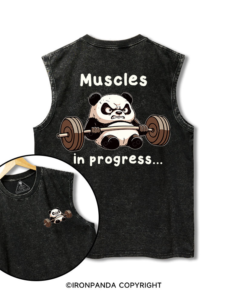 muscle in progress panda printed Washed Gym tank
