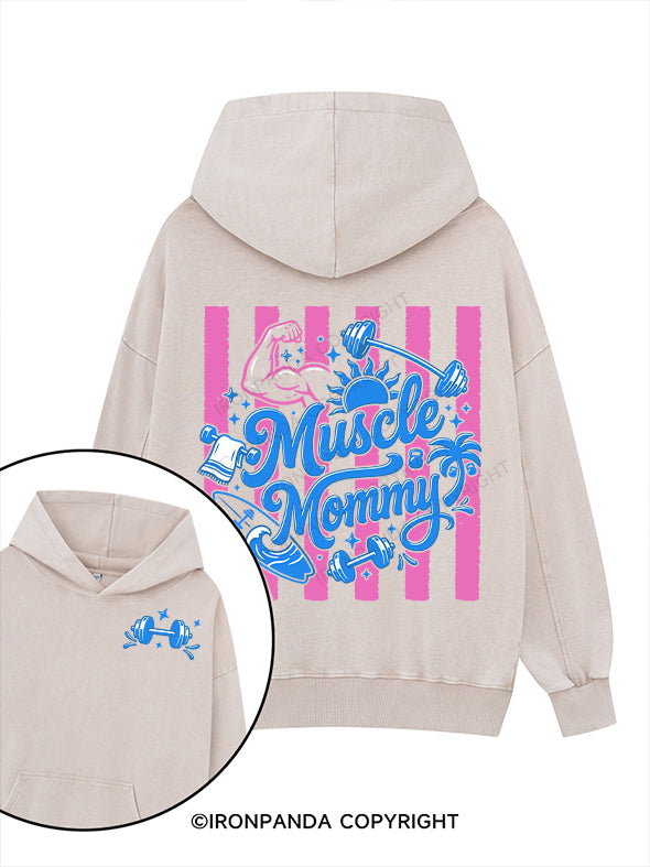 muscle mommy Printed Washed Gym Hoodie