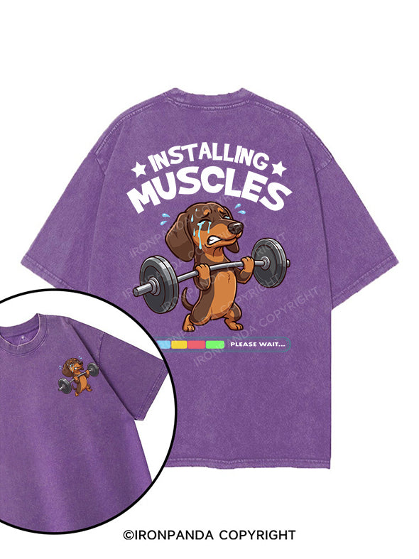 installing muscles printed Gym Shirt