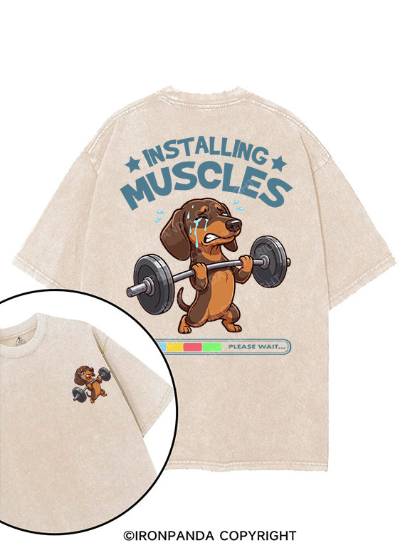 installing muscles printed Gym Shirt