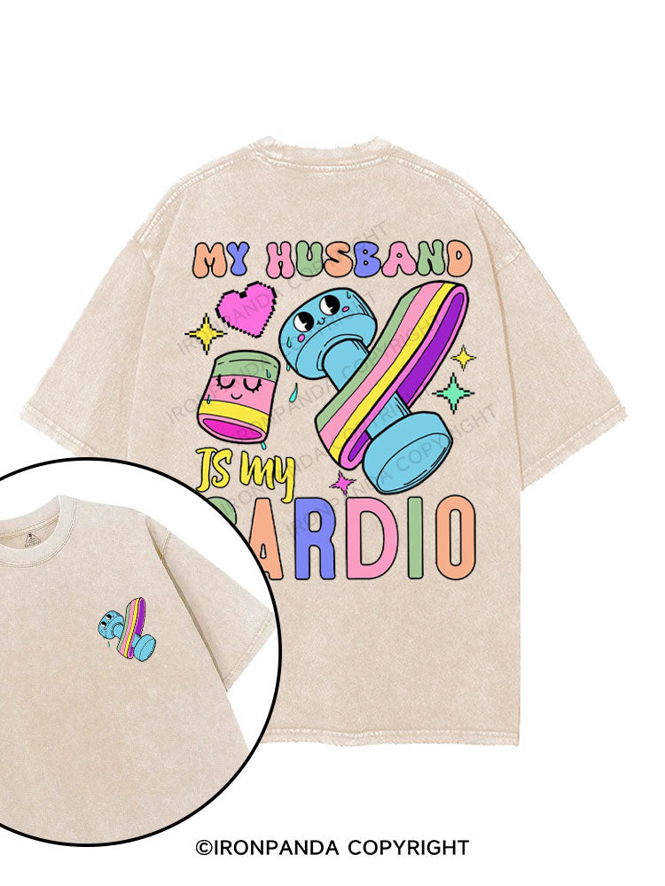 MY HUSBAND IS MY CARDIO printed Gym Shirt