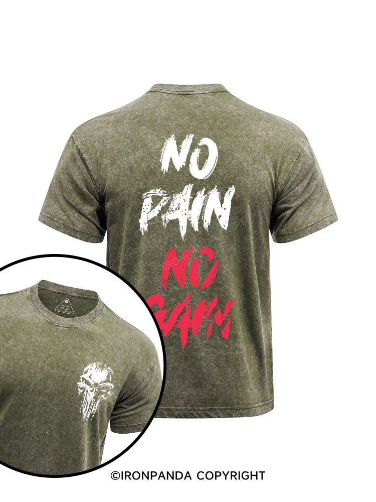 no pain no gain printed Washed Gym Shirt
