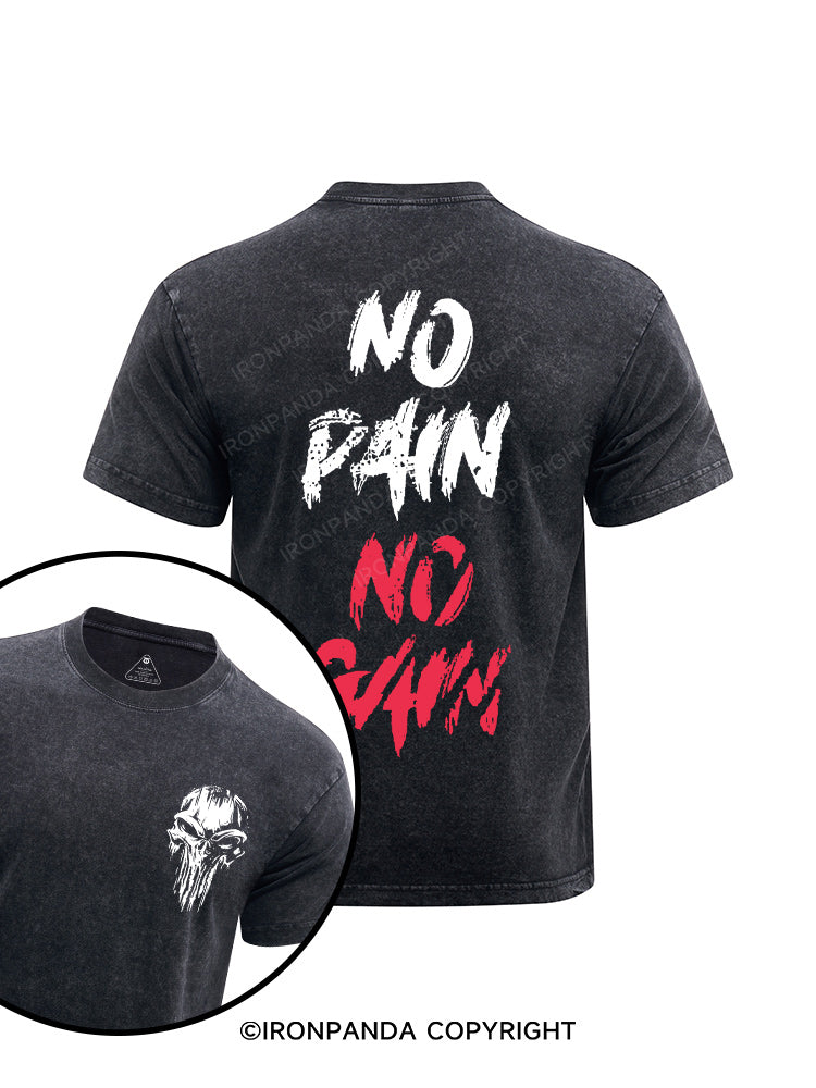 no pain no gain printed Washed Gym Shirt
