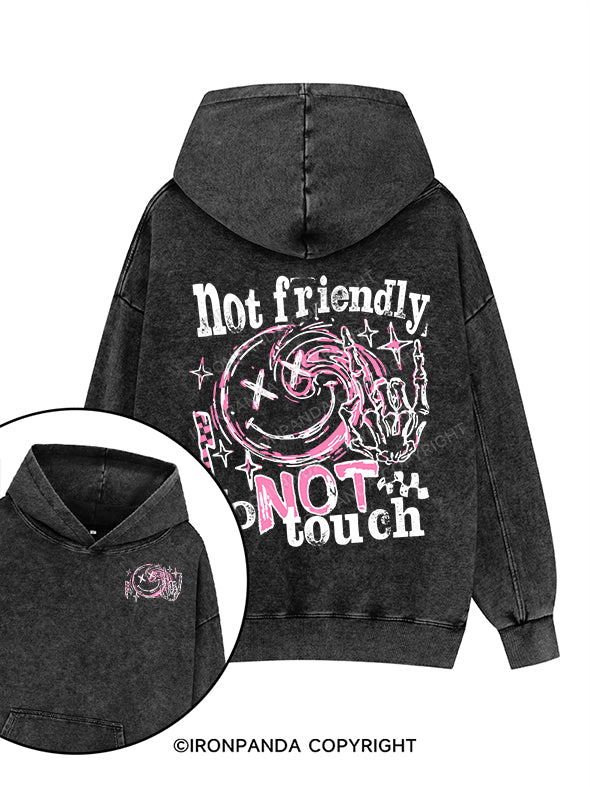 Not friendly, do not touch Printed Washed Gym Hoodie