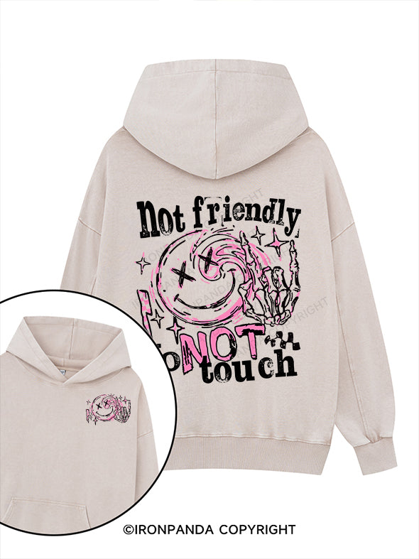 Not friendly, do not touch Printed Washed Gym Hoodie