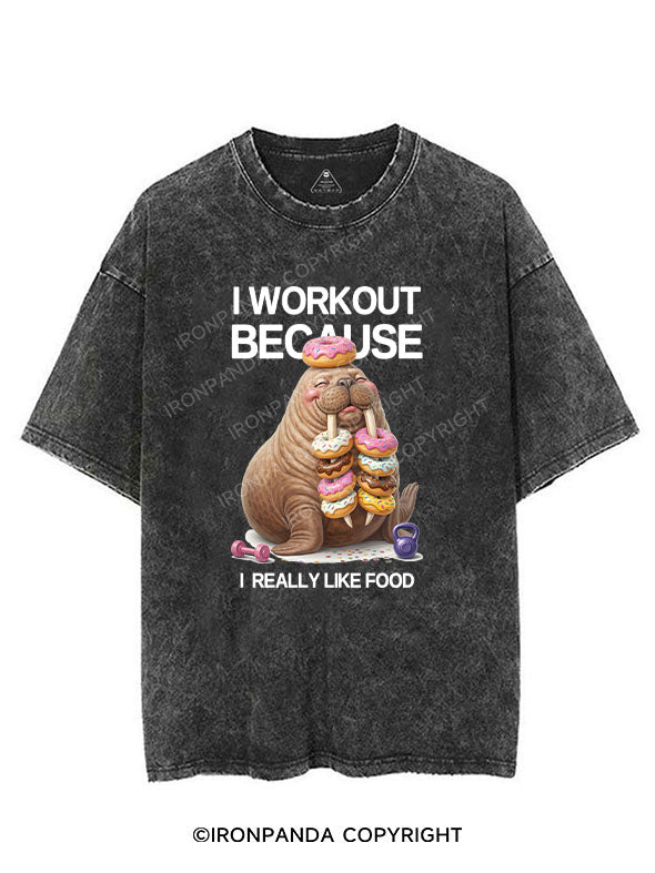 I WORKOUT BECAUSE I REALLY LIKE FOOD VINTAGE GYM SHIRT