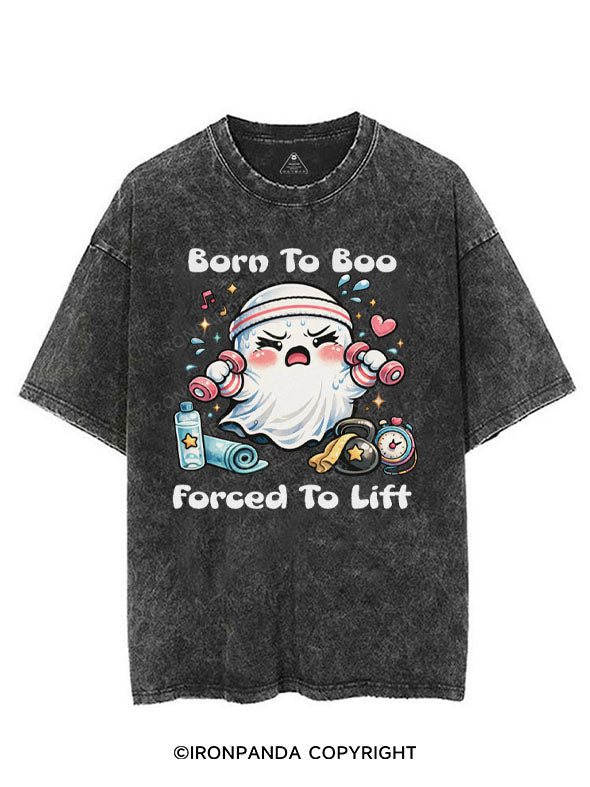 BORN TO BOO FORCED TO LIFT VINTAGE GYM SHIRT