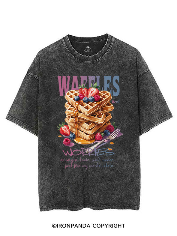 WAFFLES AND WORRIES VINTAGE GYM SHIRT