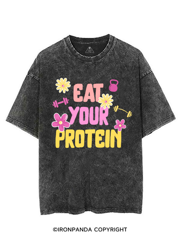 EAT YOUR PROTEIN VINTAGE GYM SHIRT