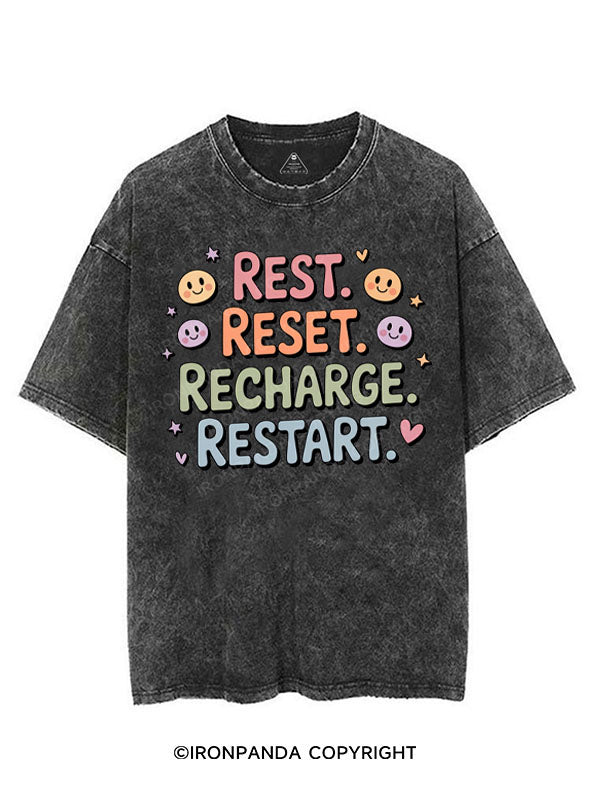 REST RESET RECHARGE RESTART VINTAGE GYM SHIRT