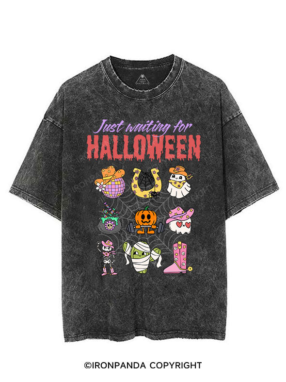 JUST WAITING FOR HALLOWEEN VINTAGE GYM SHIRT