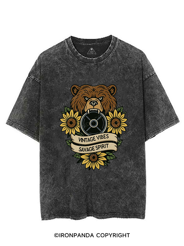 VINTAGE VIBES SAVAGE SPIRIT VINTAGE GYM SHIRT