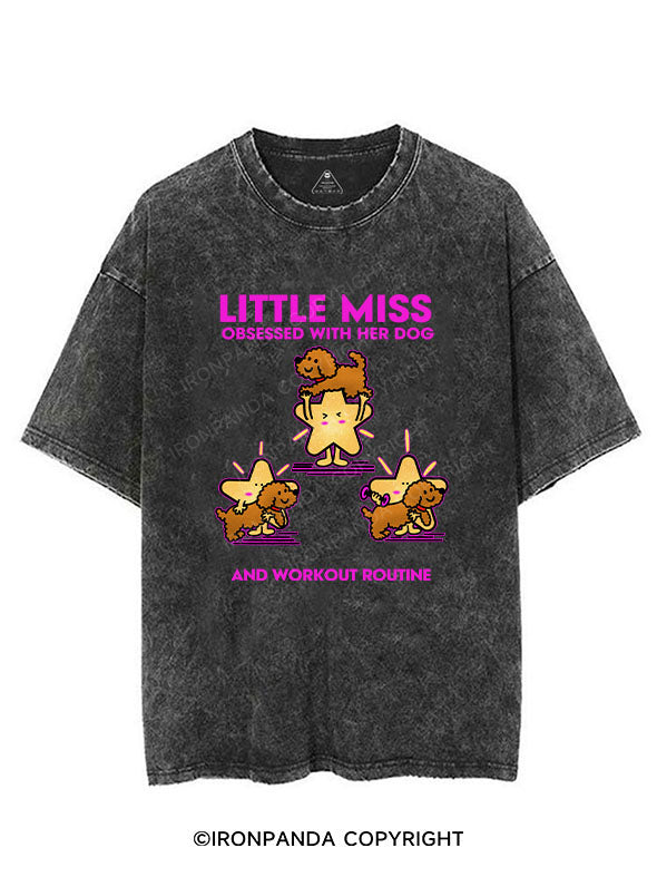 little miss obsessed with her dog and workout routine VINTAGE GYM SHIRT