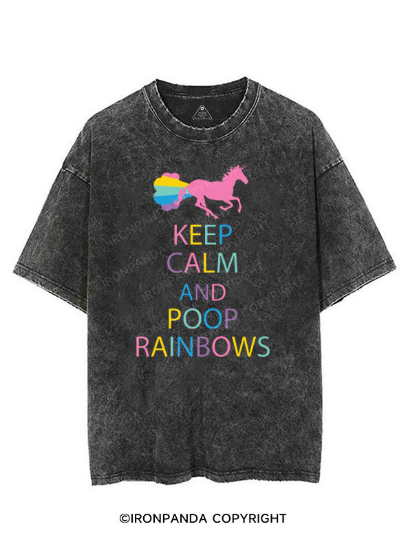 KEEP CALM AND POOP RAINBOWS VINTAGE GYM SHIRT
