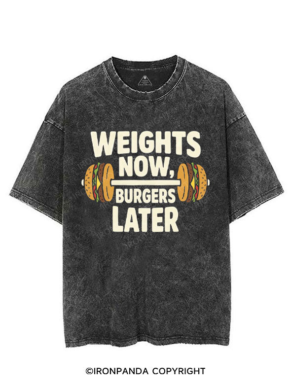 WEIGHTS NOW, BURGERS LATER VINTAGE GYM SHIRT