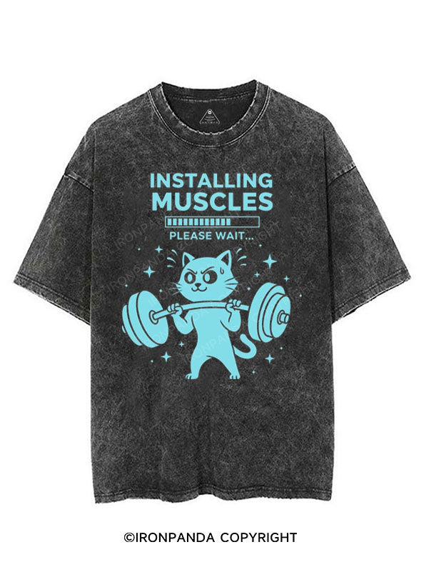 INSTALLING MUSCLES PLEASE WAIT VINTAGE GYM SHIRT