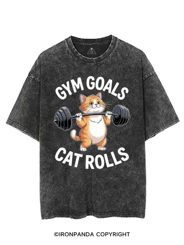 GYM GOALS CAT ROLLS VINTAGE GYM SHIRT