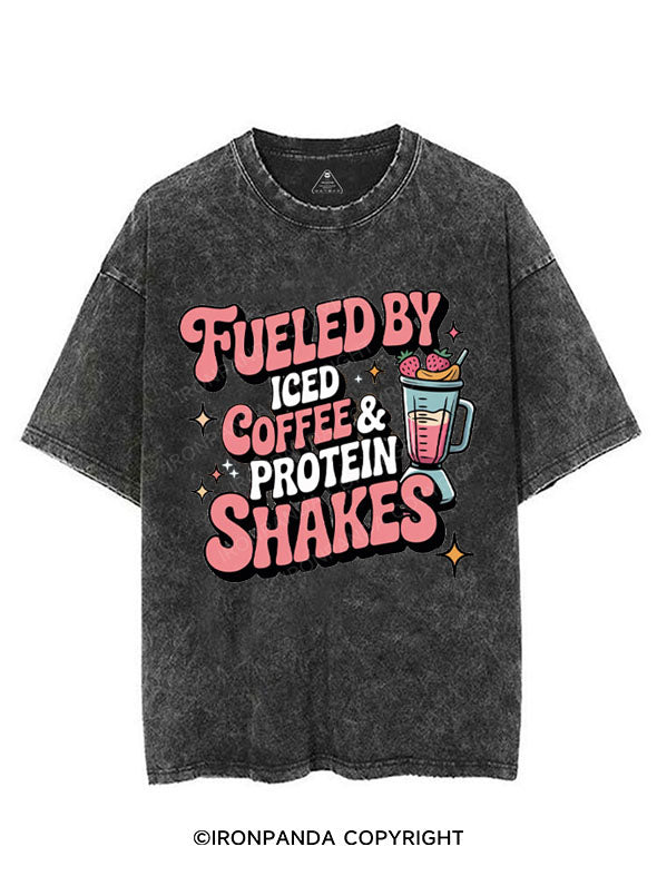 FUELED BY ICED COFFEE & PROTEIN SHAKES VINTAGE GYM SHIRT
