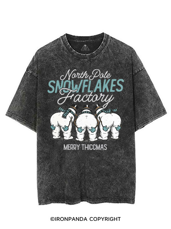 NORTH POLE SNOWFLAKES FACTORY MERRY THICCMAS VINTAGE GYM SHIRT