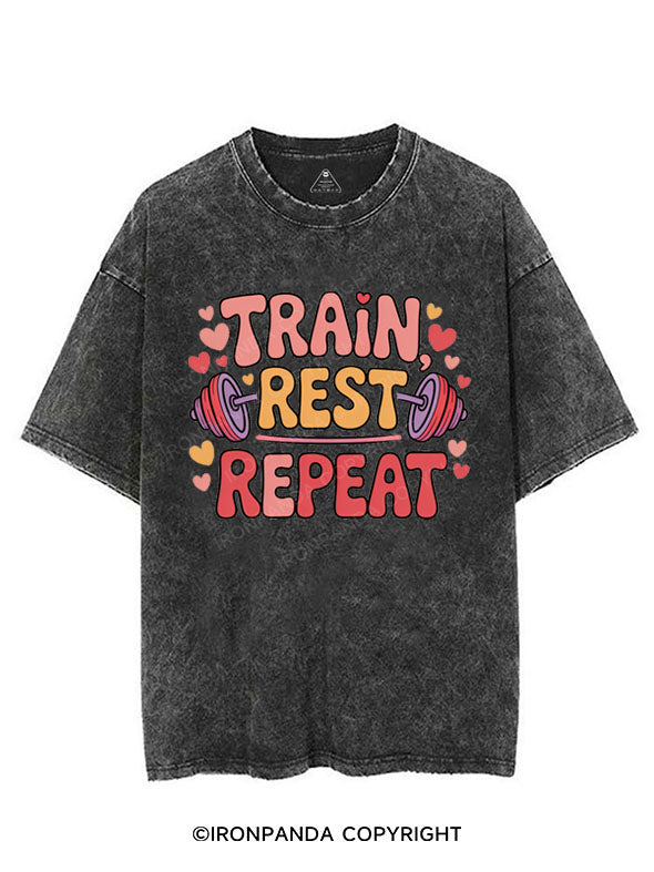 TRAIN, REST, REPEAT VINTAGE GYM SHIRT