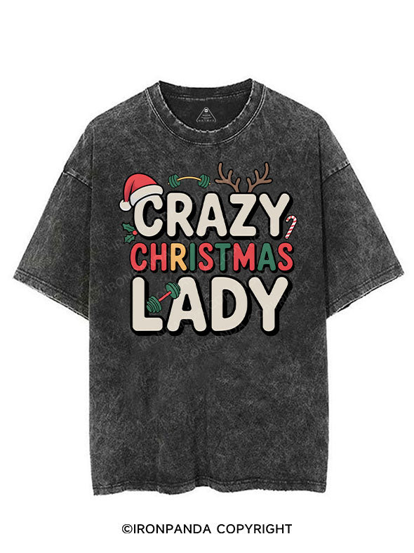 CRAZY CHRISTMAS LADY VINTAGE GYM SHIRT