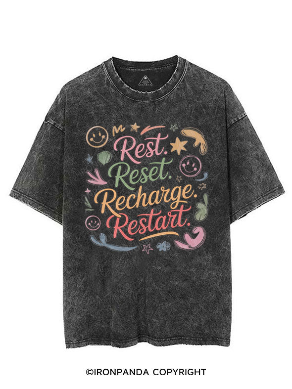 REST RESET RECHARGE RESTART VINTAGE GYM SHIRT