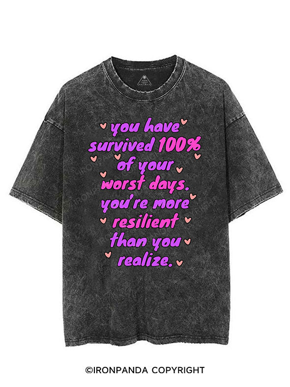 YOU HAVE SURVIVED 100% OF YOUR WORST DAYS VINTAGE GYM SHIRT
