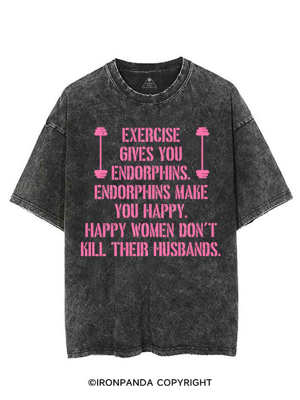 EXERCISE GIVES YOU ENDORPHINS PINK VINTAGE GYM SHIRT