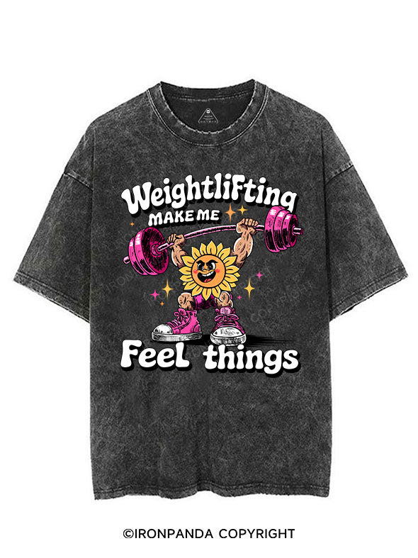 WEIGHTLIFTING MAKE ME FEEL THINGS VINTAGE GYM SHIRT
