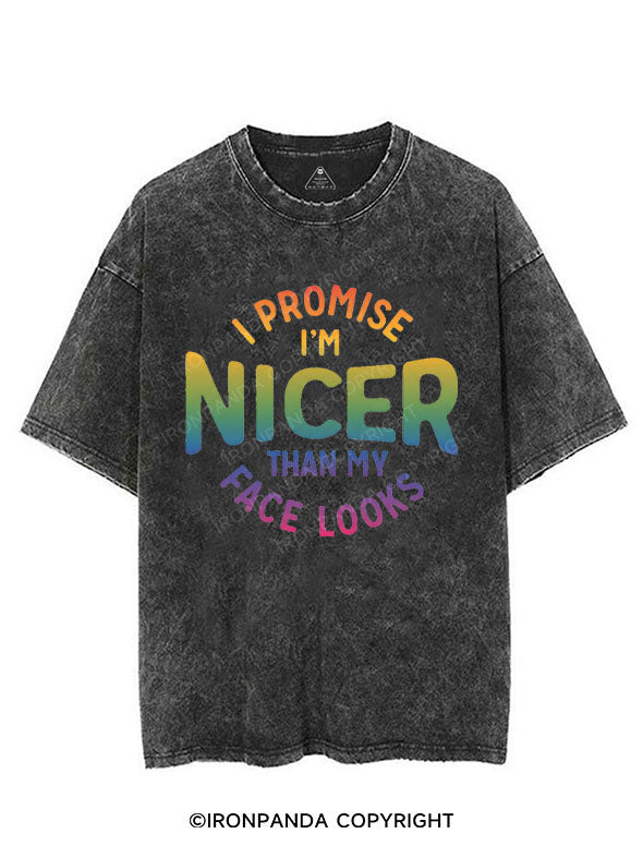 I PROMISE I'M NICER THAN MY FACE LOOKS VINTAGE GYM SHIRT