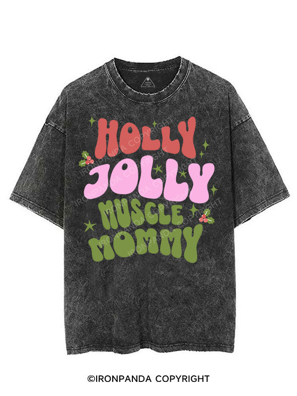 HOLLY JOLLY MUSCLE Mom  VINTAGE GYM SHIRT