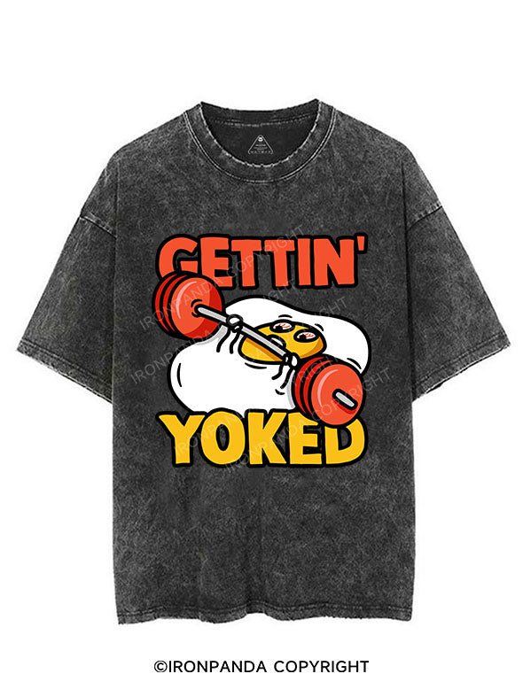 Getting Yoked Funny Benching Egg Vintage Gym Shirt