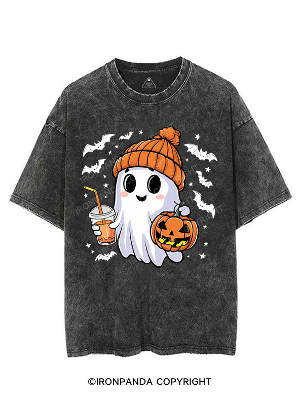 HALLOWEEN ICED COFFEE GHOST VINTAGE GYM SHIRT