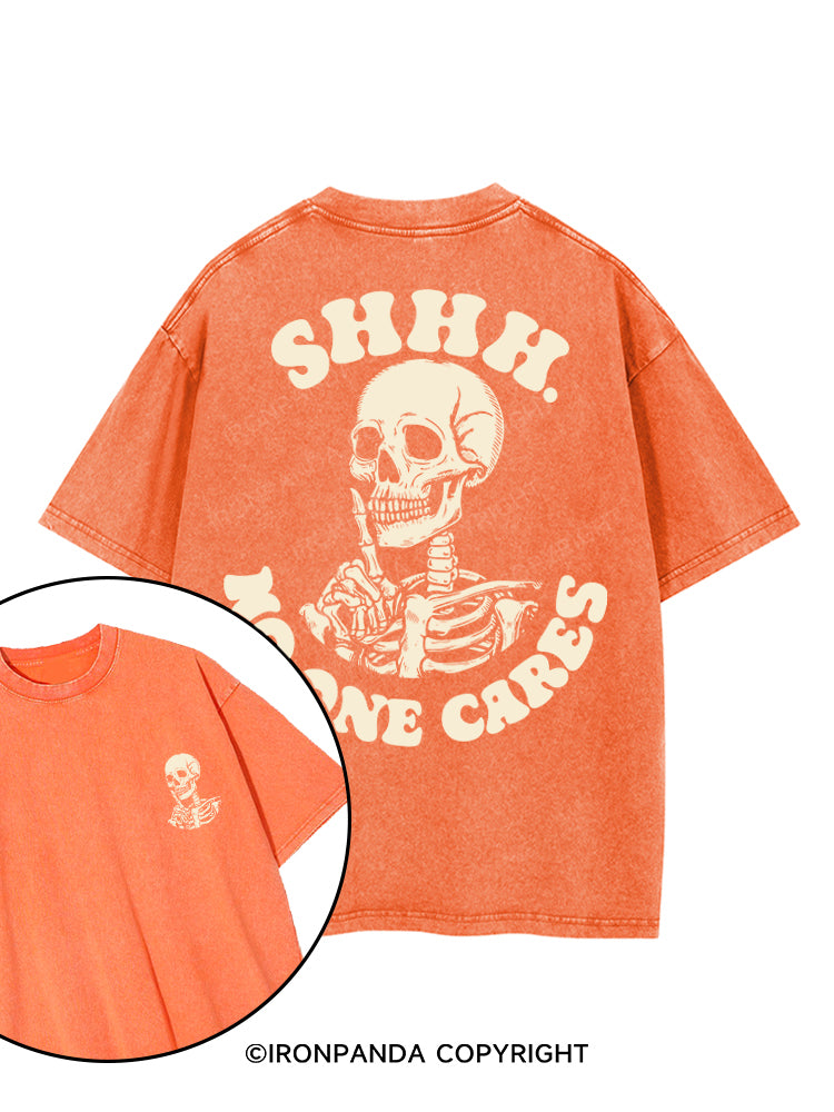 SHHH NO ONE CARES printed Gym Shirt