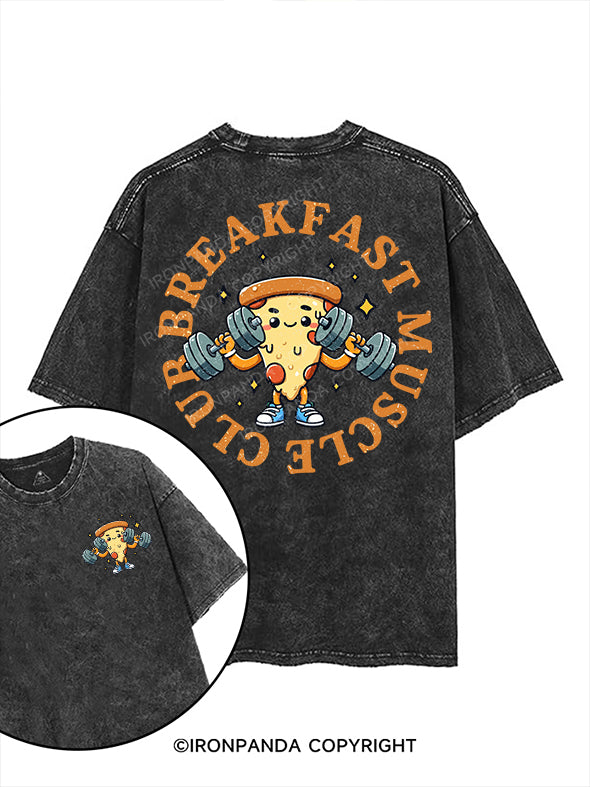 breakfast muscle club--pizza printed Gym Shirt