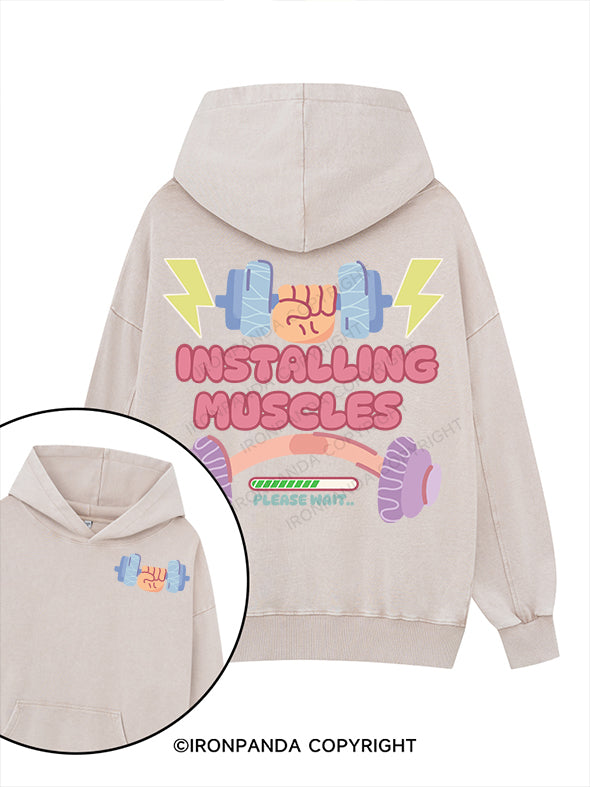please wait Printed Washed Gym Hoodie