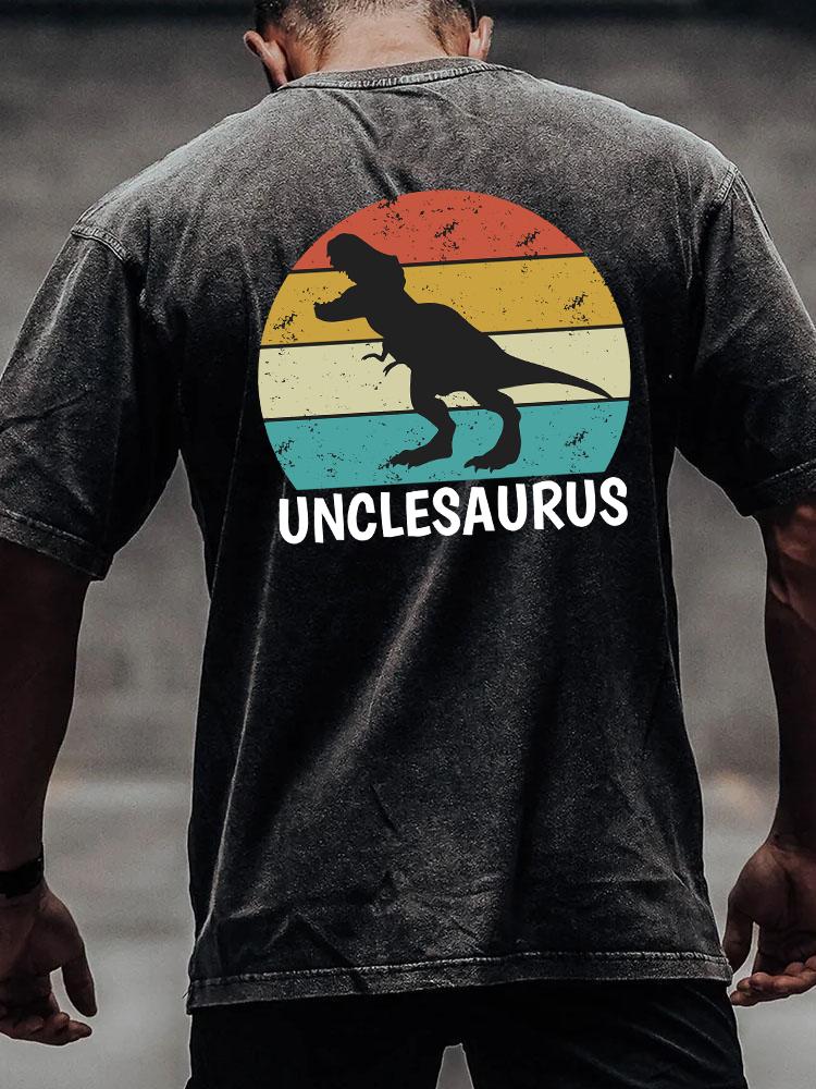unclesaurus back printed Washed Gym Shirt