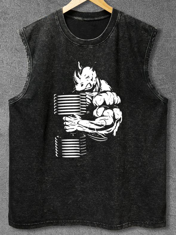 MUSCULAR RHINO Washed Gym Tank