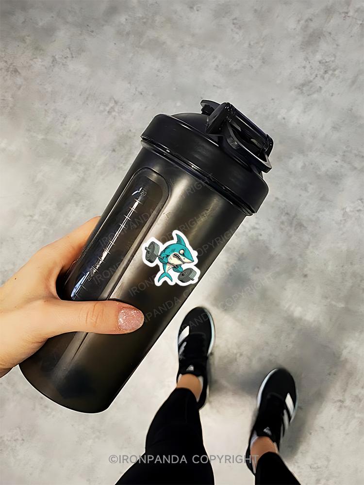 IronPanda shark weightlifting Sticker