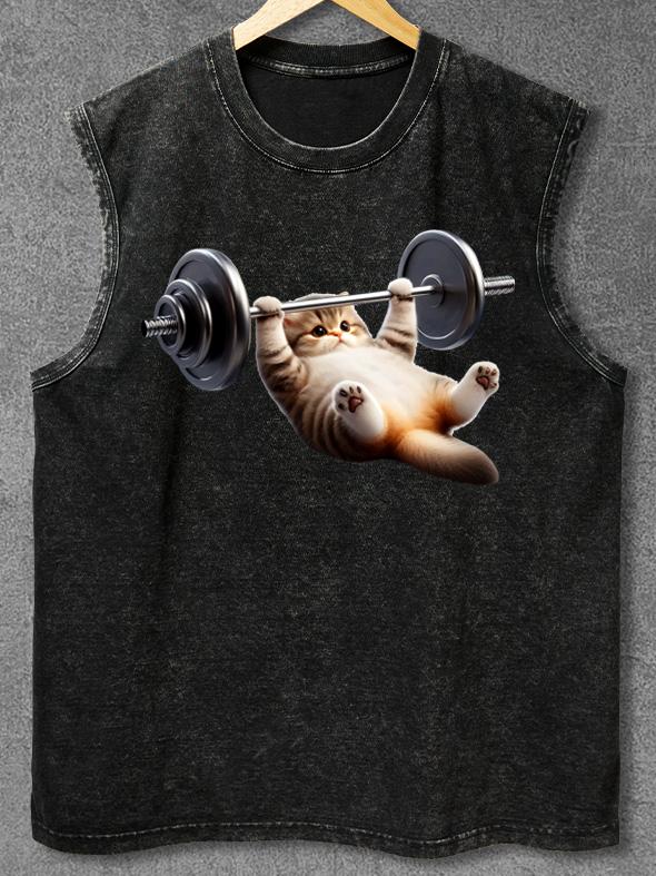 BENCH PRESS CAT Washed Gym Tank