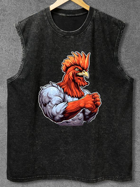 FITNESS ROOSTER THANKSGIVING Washed Gym Tank