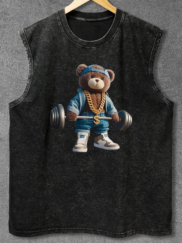 WEIGHTLIFTING TOY BEAR Washed Gym Tank