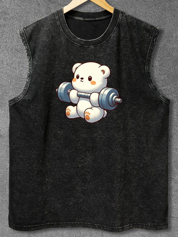 WEIGHTLIFTING TOY BEAR Washed Gym Tank